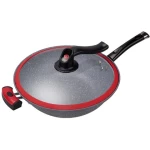 Factory Direct Sales Chinese Iron Cookware Carbon Steel Wok Pan With Glass Upright Cover