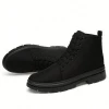 Factory Height Increasing Black Canvas High Neck Shoes For Men