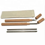 Factory hot sale Custom logo reusable stainless steel straw with wooden case and brush