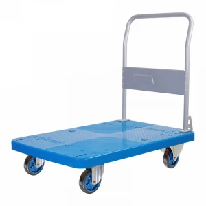 Factory Price Fixed Handle Plastic Platform Trolley Hand Cart  PLA300P