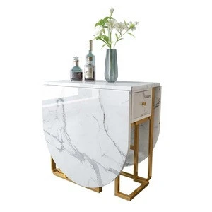 Factory Wholesale Marble Dining Table Top Stainless Steel Legs Folding Storage Dining Table Set With Chair
