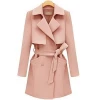 fake two layer wholesale coat woman long sleeve shawl collar trench coat with belt