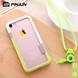 Fashion colorful frame case for iphone 8 tpu pc case with rope other mobile phone accessories