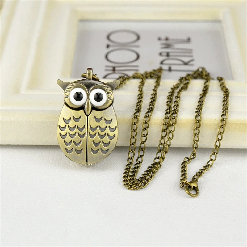 Fashion Design Vintage Jewelry Antique  Alloy Bird Openable Owl Pocket Watch