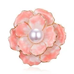 Fashion Drop Oil Flower Lapel Pin Charm Lady Crystal Enamel Pearl Hibiscus Flowers brooches women jewelry  Accessories