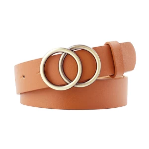 Fashion Faux Leather Double Ring Buckle Soft Vintage Decorative Casual Tighten All-Match Lightweight Long Women Belts