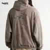 Fashionable  pull over hoodies men heavy distressed wholesale hoodies oversized stone vintage washed hoodie blank