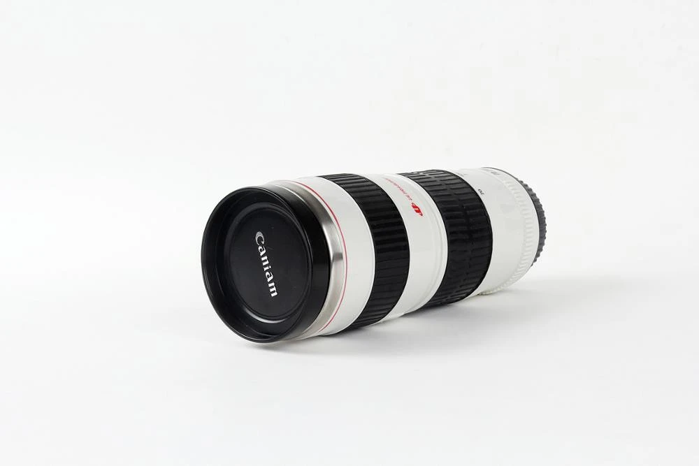 Feiyou drinkware type hot sale 401-500ml stainless steel reusable cup camera lens travel mug with custom logo