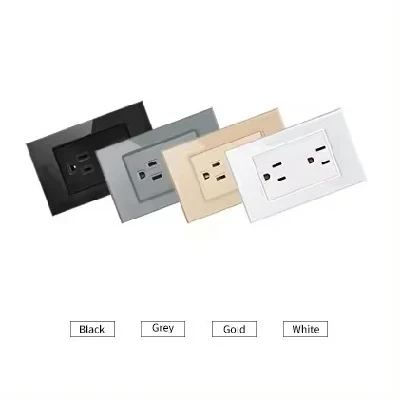 Fiko American Standard Wall Switch and Socket Made of Tempered Glass with Type a+C Charge Ports Suitable for Home/Hotel Light Switch and Power Outlets