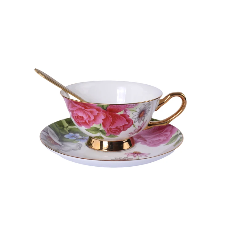 Floral Bone China Tea Cup and Saucer Ceramic Tea Cup Coffee Set