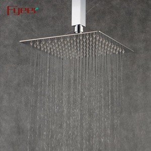 Fyeer Bathroom Shower Accessory Ultra Thin Square Railnfall Stainless Steel Shower Head
