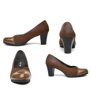 genuine leather heel shoes lady shoe for middle age and old mother