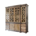Glass Doors Antique Oak 3 Door Display Cabinet Bookcase
