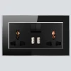 Glass panel wall socket 13A multiple switched socket with double usb white/black/champagne 86mm*86mm in stock