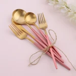 Gold  hotel tableware Stainless Steel 304 Restaurant steak knife and fork spoon