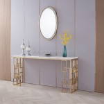Good quality luxury stainless steel furniture marble table top console table hallway table with mirror