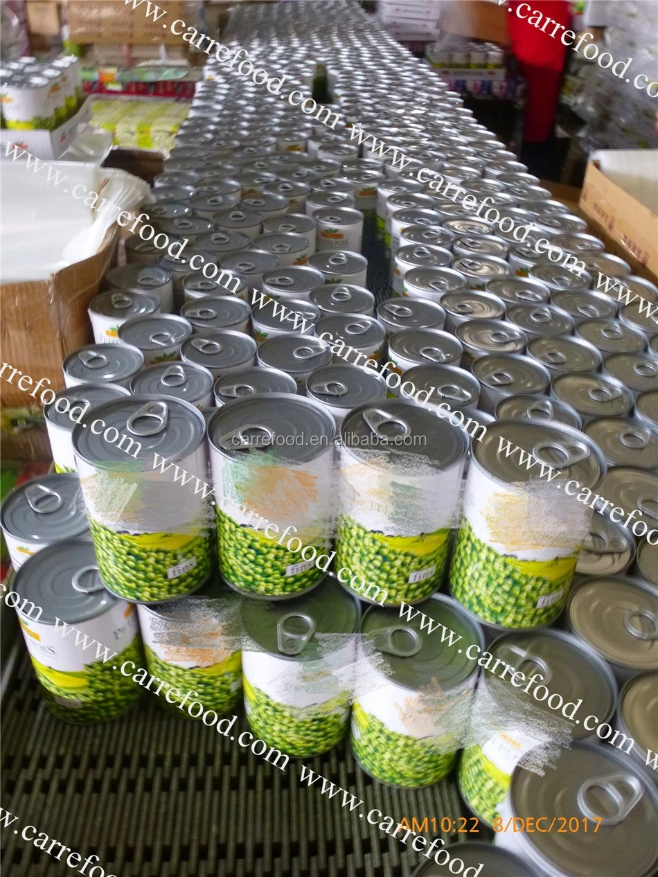Green Canned peas with 400g in vacuum pack and 2.84L