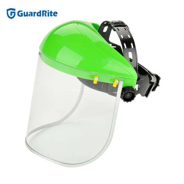 GuardRite brand industrial PC face shield safety mask with black visor