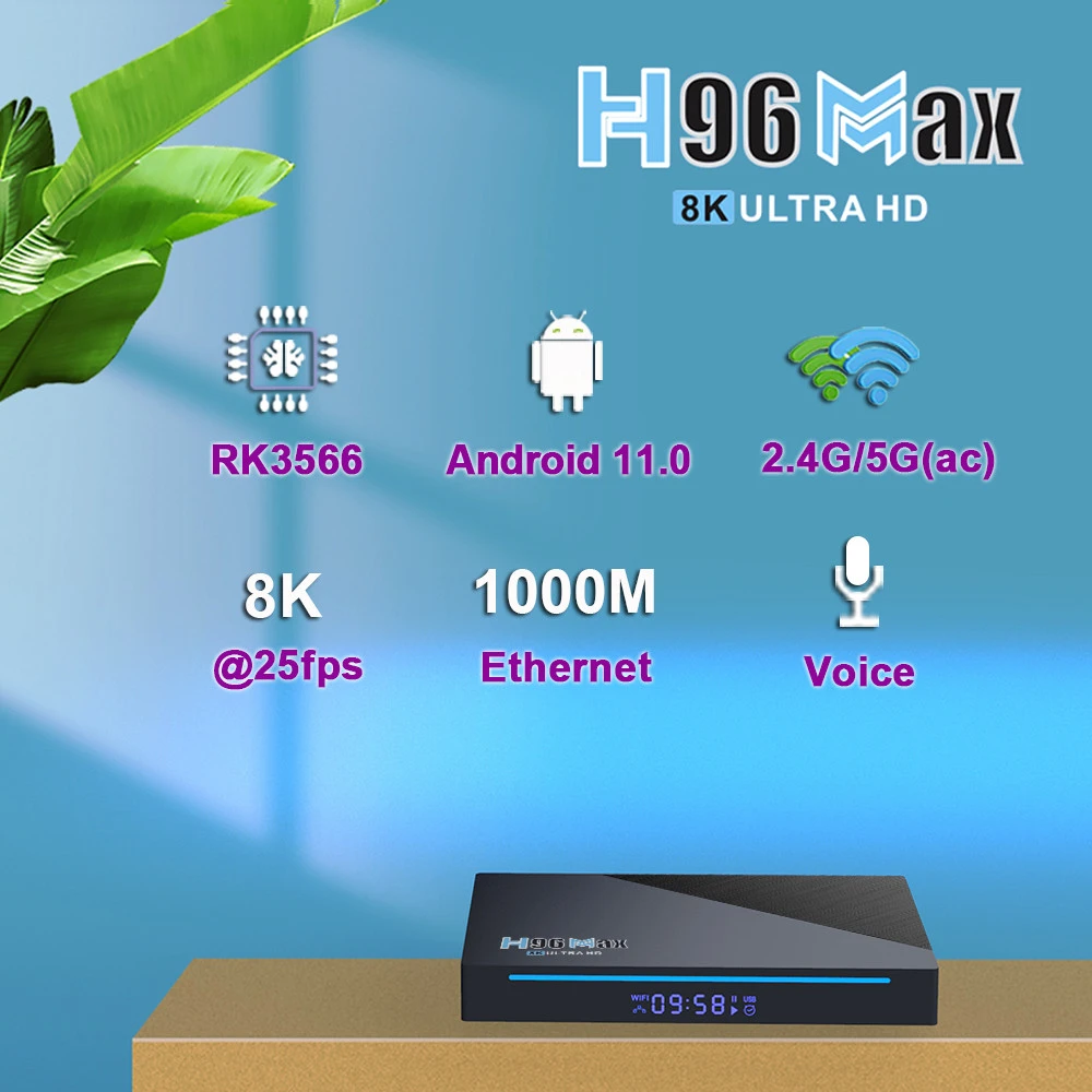H96 MAX 3566 RK3566 Android 11 Media Player 2.G/5G Dual Wifi LAN 1000M BT4.0 4K HD Keyboard Set Top Box TV Box 8GB/4GB 2021 New