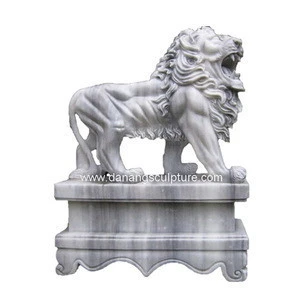Hand Carving Lion Large Garden Marble Life Size Stone Animal Statue Stone Sculpture DSF-T062