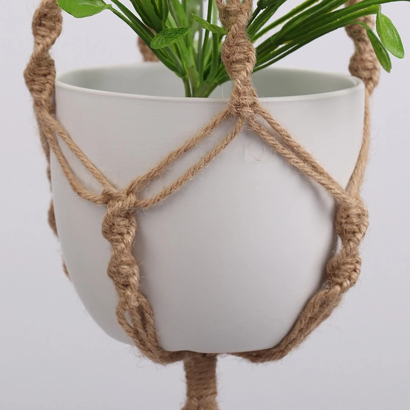 hand made macrame jute rope plant hanging basket indoor and outdoor flowerpot hanger