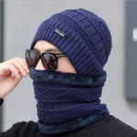 Hat male autumn and winter plush thickening cycling windproof ear protector warm sleeve wool knitted hat