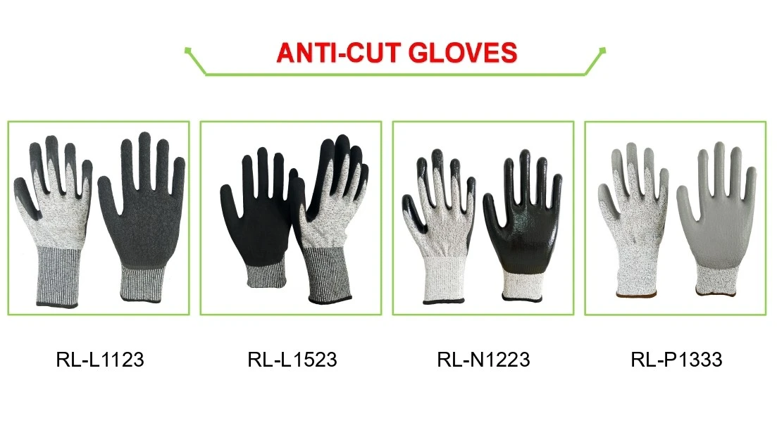 High quality anti cut HPPE liner black nitrile sandy coated gloves