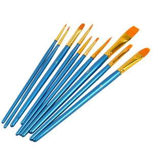 High Quality Artist Paint Brush 12pcs/set Blue Wood Handle Paint Brush Oil Painting Pen