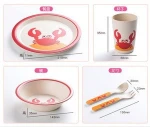 High quality Bamboo fiber 5-Piece tableware bamboo baby bowl set Green environmental bamboo dinner sets
