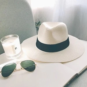 High quality basic and fashion custom wide brim beach panama paper straw cowboy sun hat