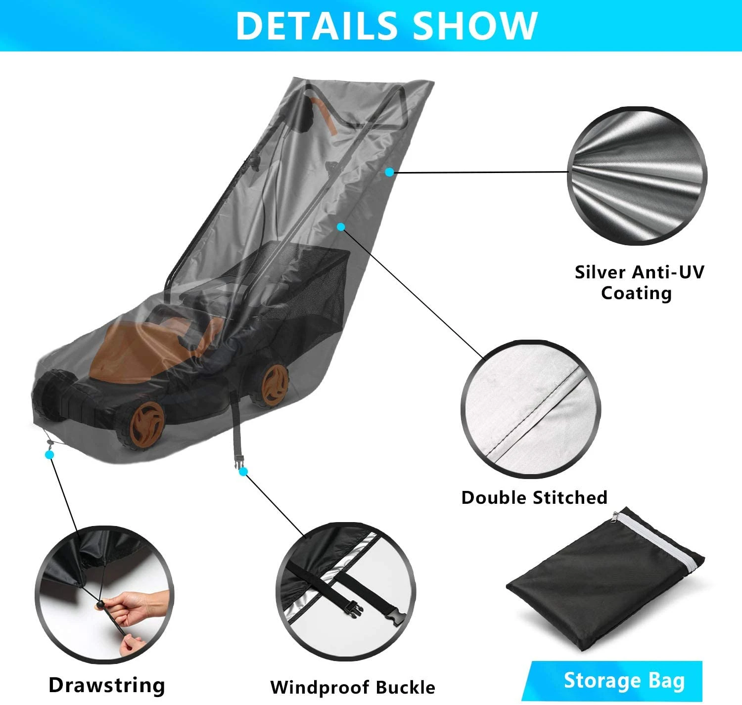 High quality custom waterproof and dustproof lawn mower cover push lawn mower cover