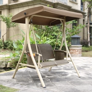 High Quality Swing Set Outdoor Garden Furniture Beach Metal Frame Patio Wrought Iron Patio Swings Texlene 2 Seater Swing Chair