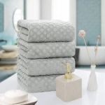 Highly Absorbent Quick Drying 650GSM 100% Egyptian cotton bath towel set terry light grey plain jacquard hand towel