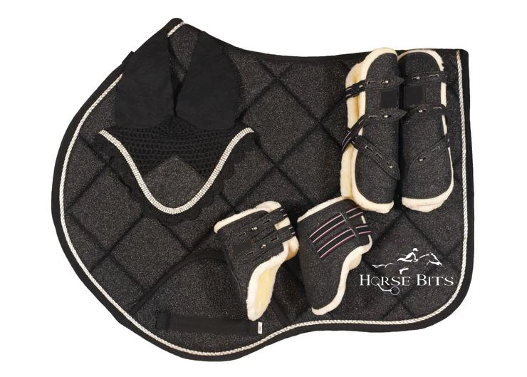 Hologram black Saddle pad sets, Hologram saddle pad sets, different colors saddle pad sets/ Dressage/ Jumping saddle pad sets