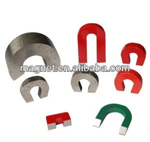 horseshoe magnet made of AlNiCo, arch form, painted in red