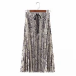 Hot design spring summer autunm leopard printed pleated long skirts womens