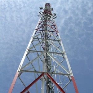 Hot-dip galvanized 3-leg tubular lattice steel telecommunication antenna lattice tower