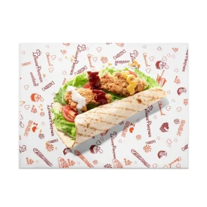 Hot sale 2024 custom logo printed chicken roll packaging Grease proof tissue paper grease proof sandwich paper