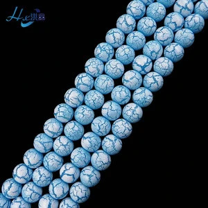 Hot Sale 4 6 8 10Mm Artificial Glass Light Blue Aquamarine Beads
