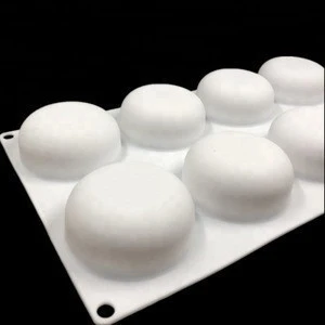 Hot Sale 8 Cavity Round Shape White Silicon Mousse Mold/ Soap Mold/ cake decorating mold