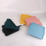 Hot Sale New Design Matt Yellow Green Black Cookware Square-striped Baking Porcelain Plate