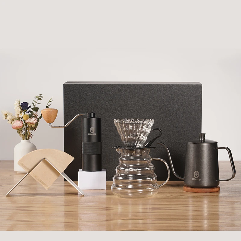 Hot sale V60 Coffee Set Ceramic Coffee Grinder Dripper Filter Kettle Travel Bag Gift Kit