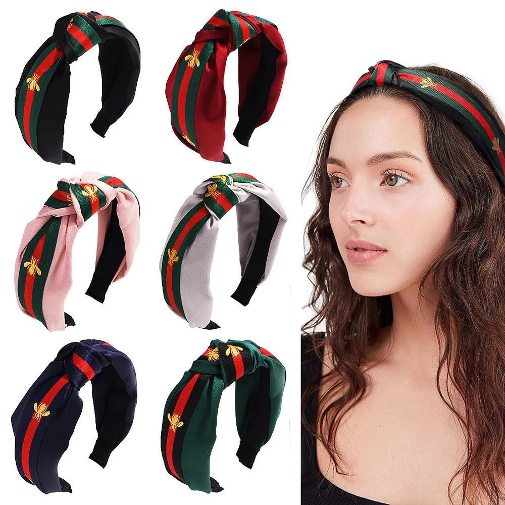 Hot Sale Women Girls Vintage Twisted Knotted Headband Fashion Ladies G style Striped Knot Bee Hairband Headwear  HB032