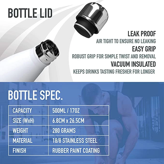 Hot Sell Vacuum Double-Walled Insulated Stainless Steel Water Vacuum Bottles 500ml Stainless Steel Insulated Water Sports Bottle