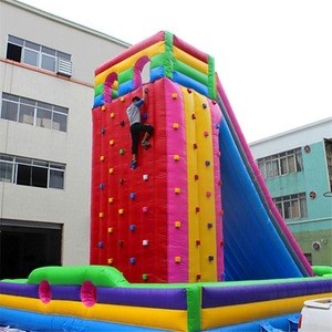 Hot selling Inflatable Climbing Wall with slide For Kids and adults,rock climbing wall inflatable