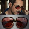 Hot Selling Retro Windproof Shades Iron Man Tony Stark Sun Glasses Wraparound Sunglasses