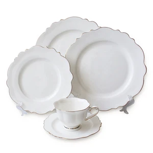 Hotel banquet white custom european style porcelain fine bone china dinnerware set
