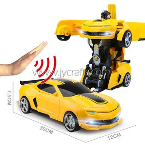 Hotsale holiday gift Gesture sensing deformable transformer Bugatti racing car robot toy with remote control