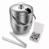 Ice Bucket, Insulated Stainless Steel Double Walled Metal Ice Cube Bucket with Lid, Stainless Steel Ice Bucket