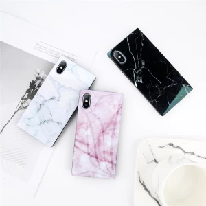 IMD Design Square TPU Fashion Luxury Glossy Marble Phone Cases For iPhone Mobile Phone Case Cover
